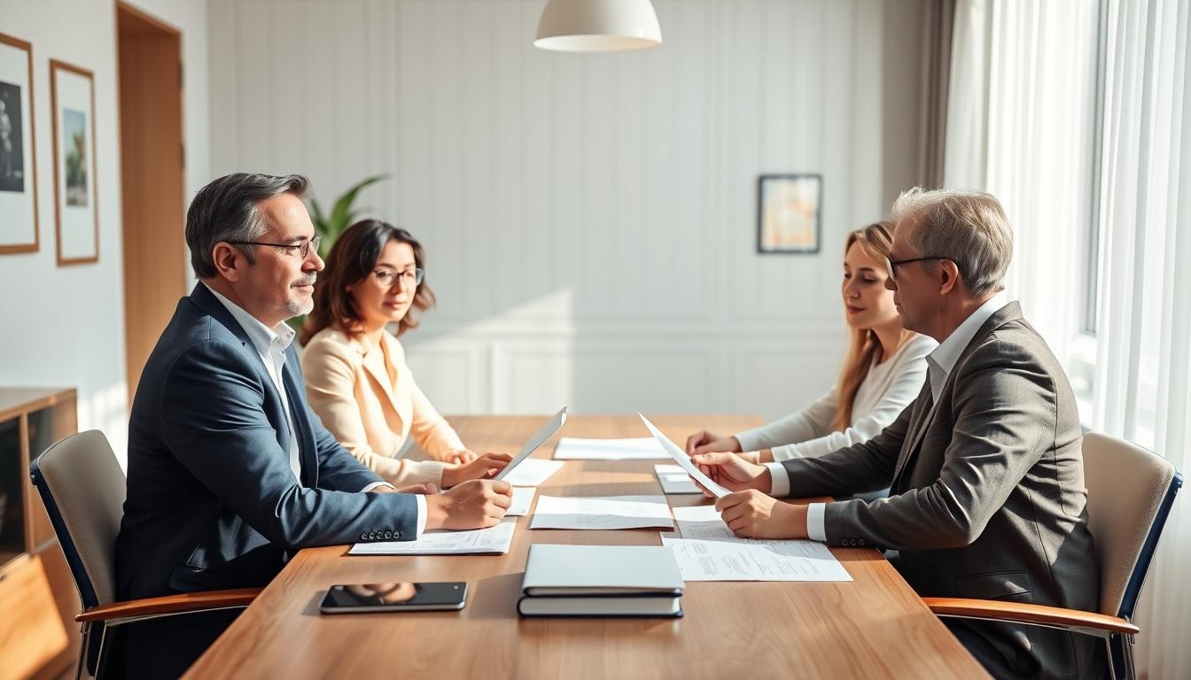 Family reviewing legal documents